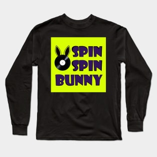 SpinSpinBunny Main Square Logo - Fluorescent Yellow - Black Purple Text Long Sleeve T-Shirt